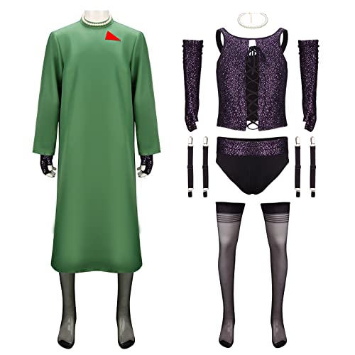 Nonnyer Herren Rocky Horror Kostüm Dr. Frank Outfit 1970er Jahre Magenta Korsett Robe Strumpf Set Film Halloween Cosplay Uniform (XX-Large) von Nonnyer