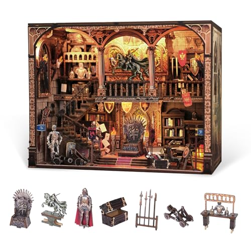 NookMaster Book Nook Kit – 3D-Holzpuzzle mit Typ-C-LED-Licht, Miniatur-Haus für Erwachsene und Jugendliche, perfektes Bastelgeschenk und stilvolle Bücherregal-Dekoration (Ritter des Ruhms) von NookMaster