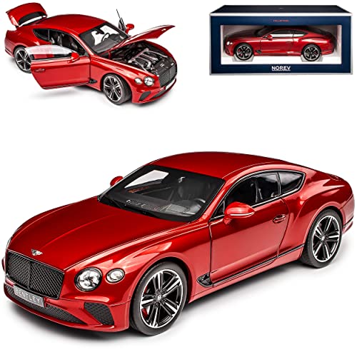 Norev Bentley Continental GT Coupe Candy Rot 3. Generation Ab 2018 1/18 Modell Auto mit individiuellem Wunschkennzeichen von Norev B-M-W