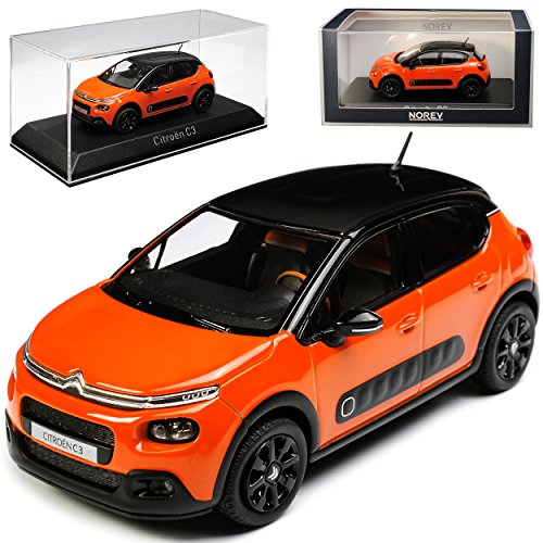 Norev Citroen C3 Orange mit Schwarzem Dach 3. Generation Ab 2016 1/43 Modell Auto mit individiuellem Wunschkennzeichen von Norev B-M-W