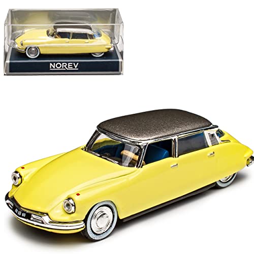 Norev Citroen DS19 Limousine Gelb mit Dach in Grau 1955-1968 H0 1/87 Modell Auto von Norev