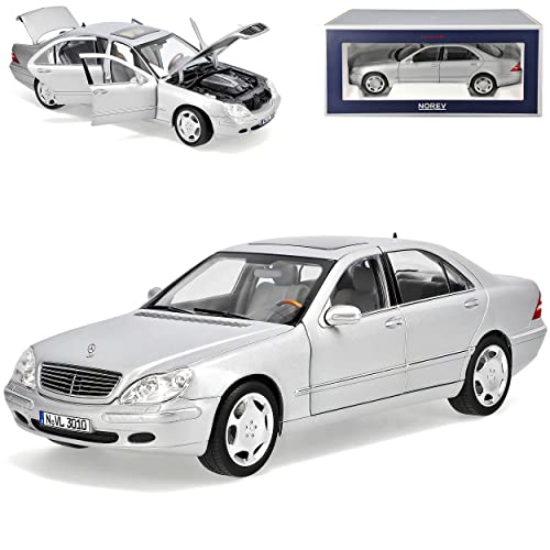 Norev Mercedes-Benz S-Klasse S600 W220 Limousine Silber 1998-2005 1/18 Modell Auto mit individiuellem Wunschkennzeichen von Norev