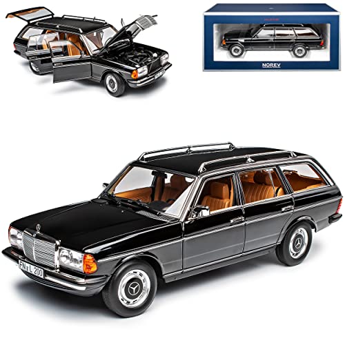 Norev Mercedes-Benz W123 E-Klasse S123 200 T-Modell Kombi Schwarz 1975-1986 1/18 Modell Auto mit individiuellem Wunschkennzeichen von Norev B-M-W