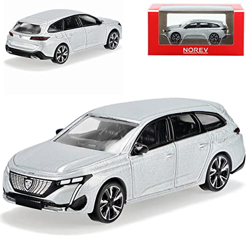 Norev Peugeot 308 III Kombi SW Artense Silber Grau 3. Generation Ab 2021 1/64 Modell Auto mit individiuellem Wunschkennzeichen von Norev