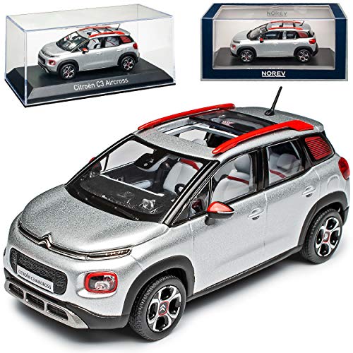 Citroen C3 Aircross Silber mit Orange Akzent 2. Generation Ab 2017 1/43 Norev Modell Auto mit individiuellem Wunschkennzeichen von Norev Citroen