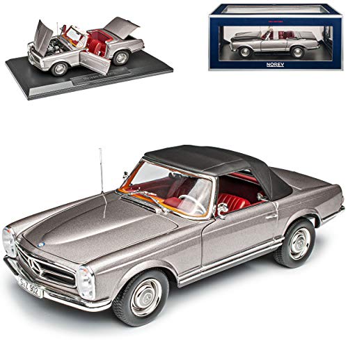 Mercedes-Benz 230SL Pagode Roadster Silber Grau W113 1963-1971 1/18 Norev Modell Auto mit individiuellem Wunschkennzeichen von Norev Mercede-Benz