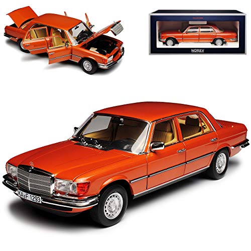 Mercedes-Benz S-Klasse W116 450 SEL 6.9 1976 Inca Orange Metallic 1972-1980 1/18 Norev Modell Auto mit individiuellem Wunschkennzeichen von Norev Mercede-Benz