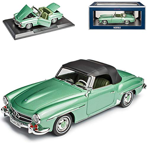 Mercedes-Benz 190SL Cabrio Hell Grün Metallic mit abnehmbarem Soft Top W121 1955-1963 1/18 Norev Modell Auto von Norev Mercedes-Benz