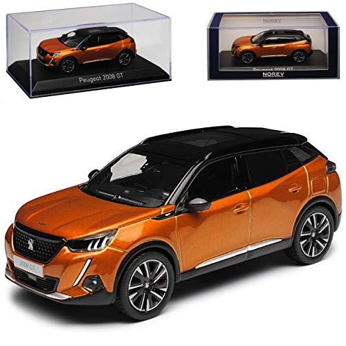 Peugeot 2008 GT SUV Orange mit Dach in Schwarz 2. Generation Ab 2019 1/43 Norev Modell Auto von Norev Peugeot