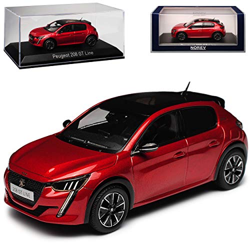 Peugeot 208 II GT Line Rot 2. Generation Ab 2019 1/43 Norev Modell Auto mit individiuellem Wunschkennzeichen von Norev Peugeot