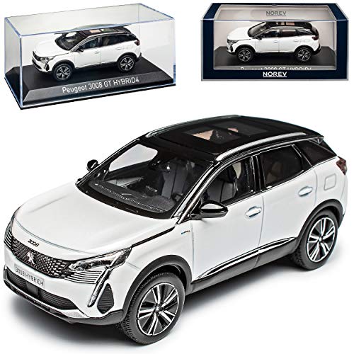 Peugeot 3008 GT Hybrid4 Pearl Weiss 2. Generation Modell Ab 2016 Version Ab Facelift 2020 1/43 Norev Modell Auto mit individiuellem Wunschkennzeichen von Norev Peugeot