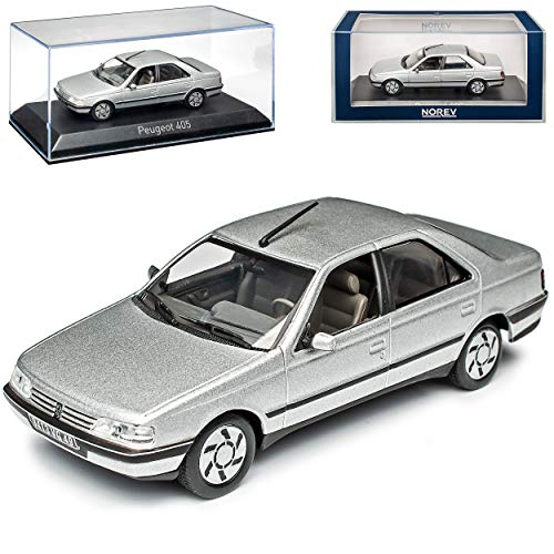 Peugeot 405 SRi Limousine Silber Quartz Grau 1987-1996 1/43 Norev Modell Auto mit individiuellem Wunschkennzeichen von Norev Peugeot