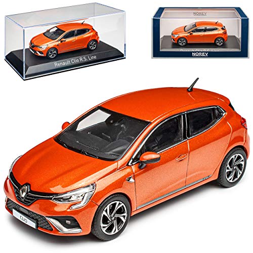 Renautl Clio V R.S. Line Orange Metallic 5 Türer 5. Generation Ab 2019 1/43 Norev Modell Auto mit individiuellem Wunschkennzeichen von Norev Renault