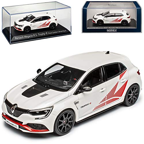 Renautl Megane IV RS Trophy-R Weiss mit Rot Felgen in Schwarz 5 Türer 4. Generation Ab 2015 Version 2019 1/43 Norev Modell Auto mit individiuellem Wunschkennzeichen von Norev Renault