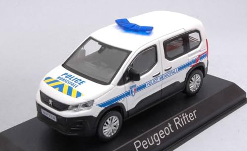 Modell in Maßstab, kompatibel mit Peugeot RIFTER 2019 "Polizei Municypale" mit blauem & gelbem Streifen 1:43 NOREV NV479068 von Norev