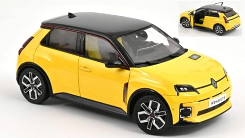 Modell in Maßstab Norev kompatibel mit RENAULT 5 E-TECH 100% ELECTRIC 2024 POP YELLOW-BLACK 1:18 Modell SCALE NV185500 241220 von Norev