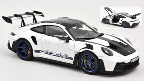 Modelltreppe kompatibel mit Porsche 911 GT3 RS W/Weissach-Pack 2022 weiß/Indigoblau 1:18 NOREV NV187353 von Norev