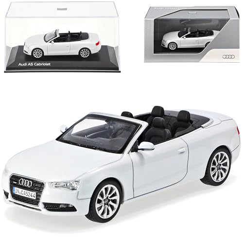 Norev A*U*D*I A5 Cabrio Glacier Weiss Facelift Ab 2011 1/43 Modell Auto mit individiuellem Wunschkennzeichen von Norev B-M-W