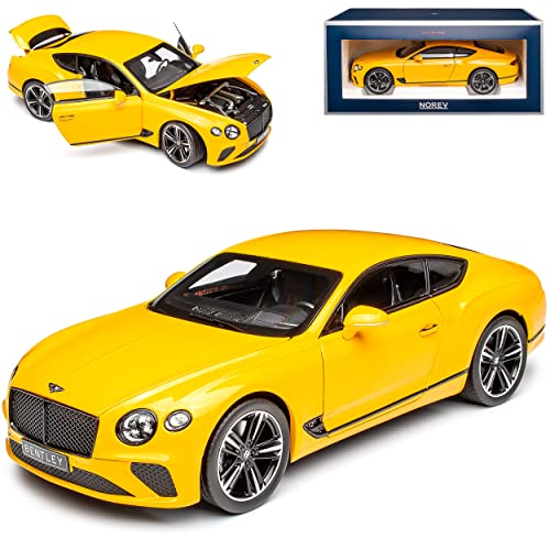 Norev Bentley Continental GT Coupe Monaco Gelb 3. Generation Ab 2018 1/18 Modell Auto mit individiuellem Wunschkennzeichen von Norev