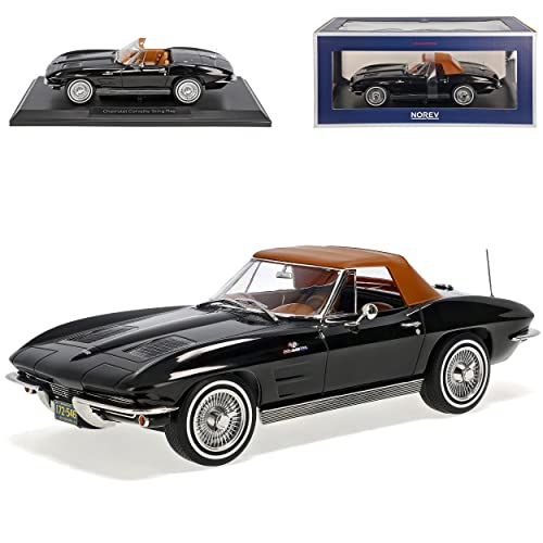 Norev Chevrolet Chevy Corvette C2 Stingray Cabrio Schwarz 1962-1967 1/18 Modell Auto mit individiuellem Wunschkennzeichen von Norev B-M-W