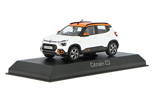 Norev Citroen C3 2021 weiß orange Modellauto 1:43 von Norev