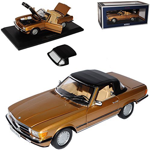 Norev Mercedes-Benz 300SL R107 Cabrio Gold Metallic mit Soft Top 1971-1989 Ab 1985 1/18 Modell Auto von Norev B-M-W