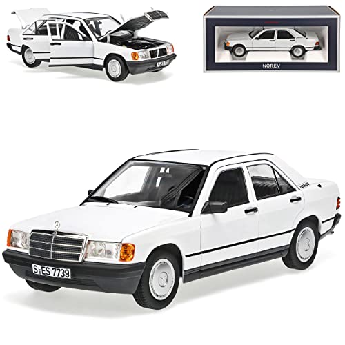 Norev Mercedes-Benz C-Klasse 190E W201 Weiss 1982-1993 1/18 Modell Auto mit individiuellem Wunschkennzeichen von Norev B-M-W