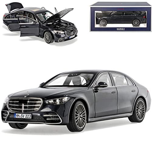 Norev Mercedes-Benz S-Klasse AMG Line Schwarz Blau Metallic Modell Ab 2020 1/18 Modell Auto mit individiuellem Wunschkennzeichen von Norev B-M-W