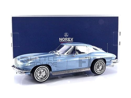 Norev NV189050 1:18 Chevrolet Corvette Sting Ray 1963 Light Blue Metallic Collectable Model, Multi von Norev