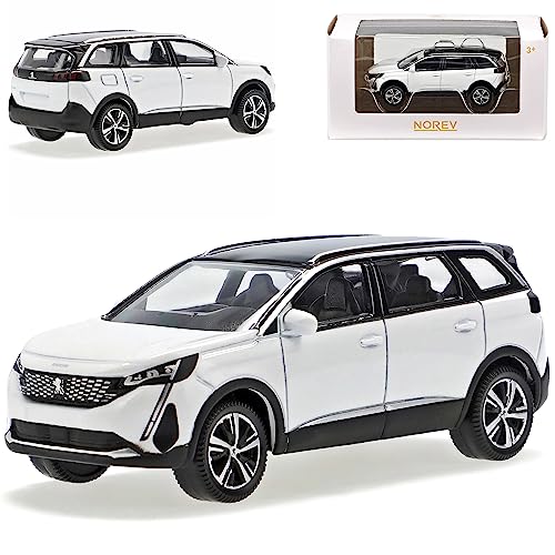 Norev Peugeot 5008 Weiss Metallic 2. Generation Modell Ab 2017 Version Ab Facelift 2020 1/64 Modell Auto mit individiuellem Wunschkennzeichen von Norev B-M-W