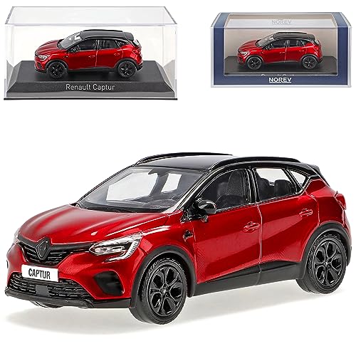 Norev Renautl Captur II Flammen Rot Metallic mit Dach in Schwarz 2. Generation Ab 2020 1/43 Modell Auto mit individiuellem Wunschkennzeichen von Norev