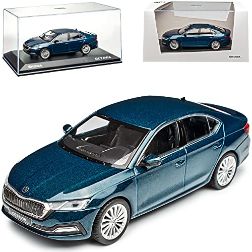 Norev Skod. Octavia IV Limousine Lava Blau Metallic 4. Generation Ab 2019 1/43 Modell Auto mit individiuellem Wunschkennzeichen von Norev