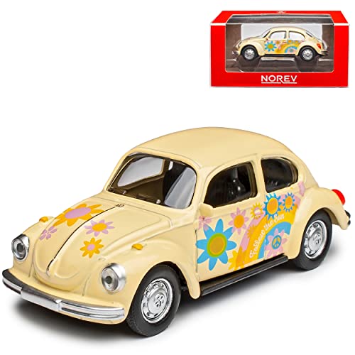 Norev Volkwagen Käfer Cream Beige Flower Power Hippie 1/64 Modell Auto von Norev B-M-W