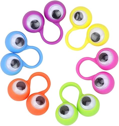 Norhogo 12 Stück Fingerpuppen Mini Fingeraugen Fingerring Puppen fingerpuppe pädagogisches Finger Spielzeug große Augen fingerring parteibevorzugung Spielzeug für Kinder, Zufällige Farbe von Norhogo