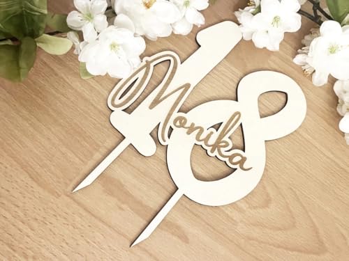 NoriKids Cake-Topper personalisiert & handgefertigt | Tortenstecker aus Holz | Tortendeko Geburtstag | Jahreszahl & Namen | individuelle Geburtstagsdeko | personalisierte Geschenke von NoriKids