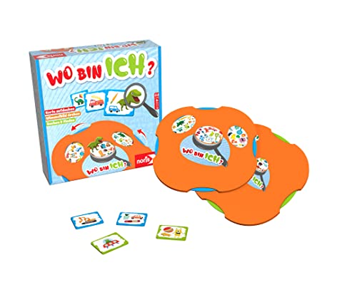 Noris 606011921 Wo bin ich? Suchspiel für Kinder ab 4 Jahren, Wimmelspiel mit Aufgabenkarten, Für 1 bis 2 Spieler von Noris