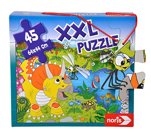 Noris 606032028 XXL Riesenpuzzle, Dinosaurier - mit 45 Teilen (Gesamtgröße: 64 x 44 cm) - für Kinder ab 3 Jahren, Orange von Noris