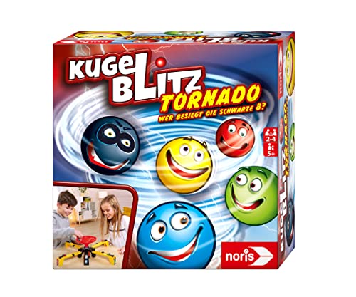 Noris 606064680 Kugelblitz Tornado - Kinderspiel ab 5 Jahre - actiongeladenes Reaktions-Spiel für die ganze Familie - für 2-4 Spieler, Schwarz von Noris