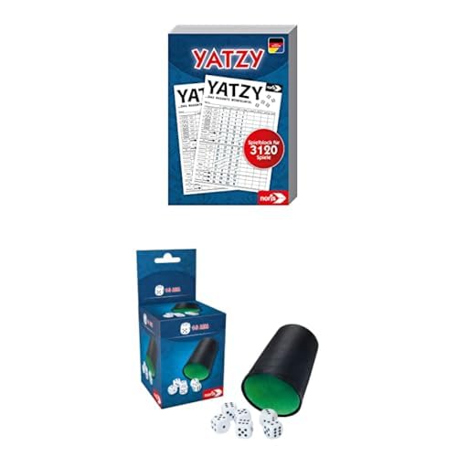 Noris Bundle 606194305 Yatzy Spielblock im Format 10,2 x 14,4 cm 606154512 - Würfelbecher mit 6 Würfeln von Noris