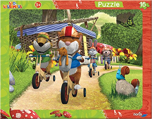 Noris Spiele 606031430 - Leo Lausemaus, 16 Teile Rahmenpuzzle, 32 x 24 cm von Noris