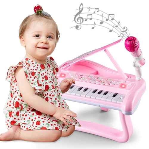 Kinder Klaviertastatur, 22 Tasten Rosa Klavier für Kinder, Musik Klavier Multifunktions Musikinstrumente Lernspielzeug, Geburtstag Geschenk für Jungen Mädchen Anfänger von Norkbeng