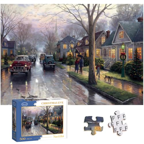 500 Teile Puzzles für Erwachsene - Jigsaw Puzzles 500 Teile Puzzlespiel für Familie Herausfordernde Gehirnübung für Puzzle-Liebhaber Fertige Puzzle-Größe 20 x 14,2 (Heiligabend) von NorthKe