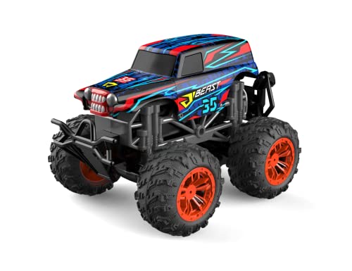 Northpoint Aufladbares RC Auto Ferngesteuerter Monstertruck Spielzeug LED Licht echter Rauch Fernbedienung aufladbarem Akku wechselbare Cover (Monstertruck Rot) von Northpoint