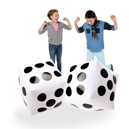 Novelty Place 13" Jumbo Aufblasbarer Würfel, 2er-Pack, weiße und Schwarze Riesenwürfel für Großraumspiele im Innen- und Außenbereich, Ludo und Poolparty von Novelty Place