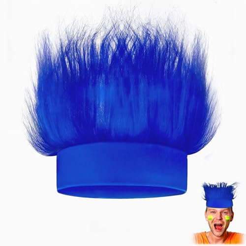 Novelty Place Blue Hairy Costume Headband - Funny and Fluffy Crazy Hair Wig and Troll Hair Costume Accessory - Perfect for Sports Parties, Fancy Dress, Cosplay and Halloween von Novelty Place