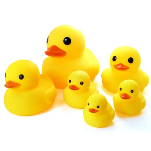 Novelty Place [Float & Squeak Six Rubber Duck Family Pack Ducky Baby Bath Toy for Kids (Pack of 6) von Novelty Place