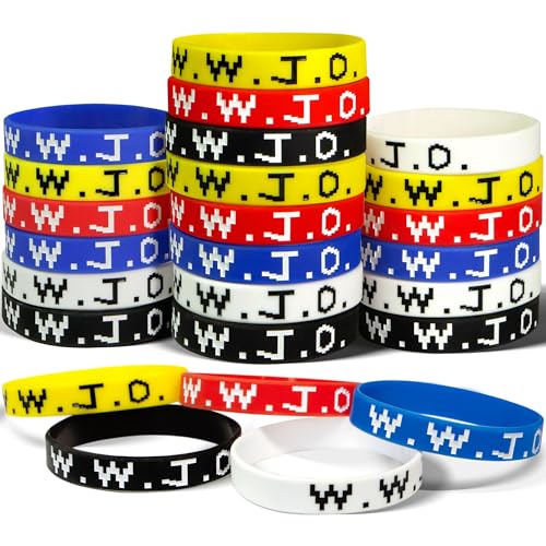 Novelty Place WWJD-Silikonarmbänder, bunt, „What Would Jesus Do“, Gummiarmbänder für Männer und Frauen, christliches Jesus-inspirierendes Motivationsarmband, Weihnachtsgeschenke, Kirche, 20 Stück von Novelty Place