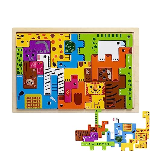 Musterblock-Puzzle,Holz-Puzzle für Kinder | Menschen Muster Bunte Stücke Für Kinder über 3 Jahren Formen Fahrzeuge Meeresbewesen Puzzle Novent von Novent