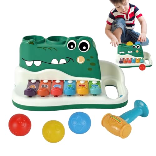 Hammerschlag mit Xylophon, Musikspielzeug für Kinder - Alligator Design Musikinstrument mit Hammer - Musikinstrumente für Kleinkinder, Musikspielzeug für Kleinkinder, frühpädagogisches Xylophon-Spielz von Novgorod