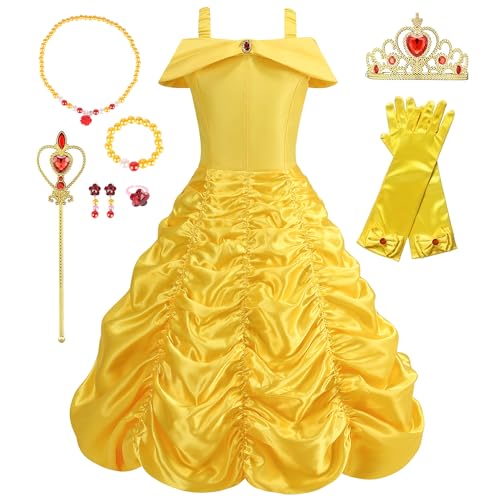 NuGeriAZ Belle Kostüm Mädchen Belle Kostüm Kinder Belle Kleid Mädchen Belle Kostüm Prinzessin Kleid Mädchen Belle von NuGeriAZ